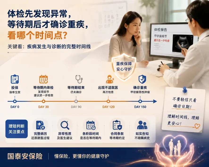 等待期内体检发现结节，半年后确诊癌症，重疾险到底看“发现”还是“确诊”？(图1)