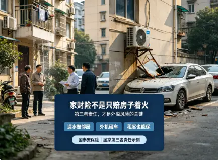 租客忘关水龙头泡了楼下,家财险里“第三者责任”才是隐形主角(图1)